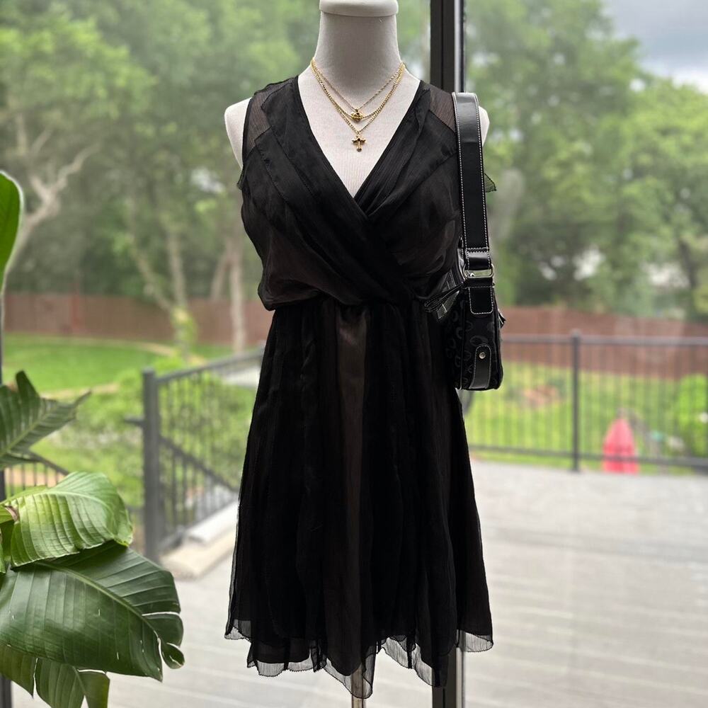 Y2K Black Sheer Chiffon Mini Dress Classy Chic